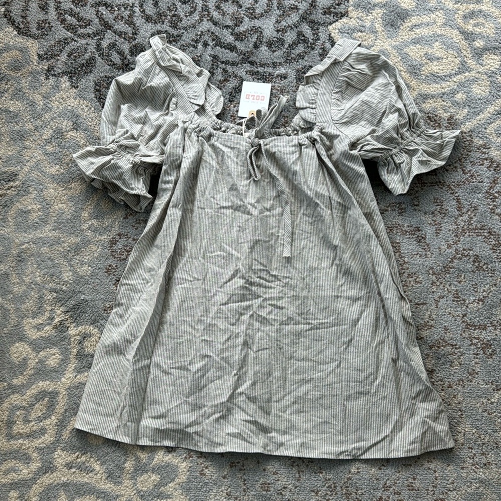 Stone Cold Fox Baby Dress Striped Gray 1